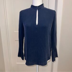 Theory Midnight Blue Keyhole Blouse